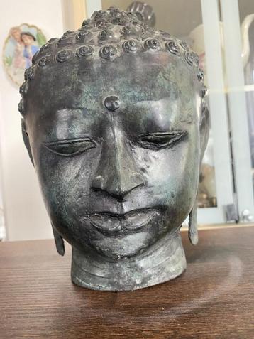  Bronzen figuur, Hoofd van Boeddha 30 cm
