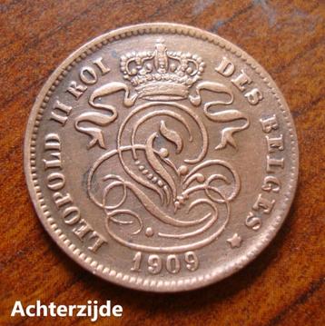 2 centimes Leopold II Belgique 1909 (frans)