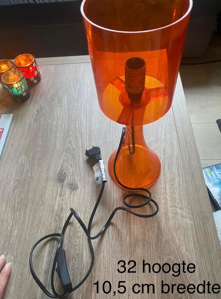🔥 Oranje lamp - vintage jaren ‘70, Huis en Inrichting, Lampen | Tafellampen, Gebruikt, 50 tot 75 cm, Ophalen of Verzenden