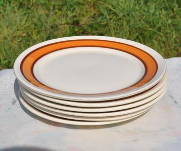 6 assiettes a dessert bord ligne brune  beschikbaar voor biedingen