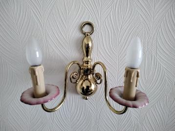 2x messing/porselein wandlampen (izgst) beschikbaar voor biedingen