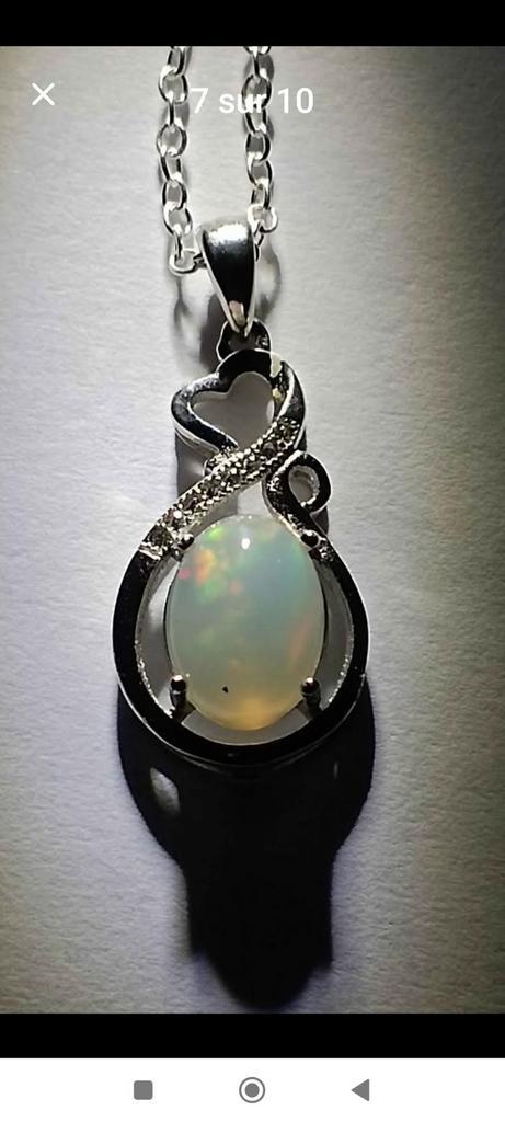 Sterling zilveren hanger met natuurlijke Ethiopische opaal, Handtassen en Accessoires, Kettinghangers, Zilver, Rood, Ophalen of Verzenden