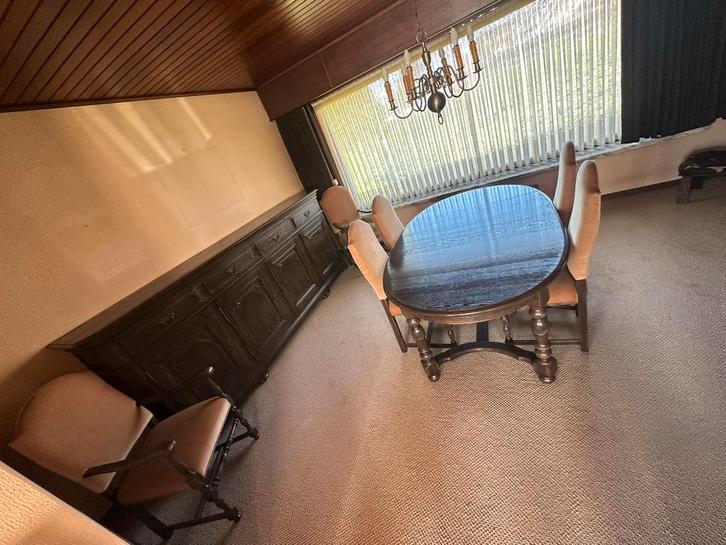 Eetkamer in rustieke stijl, Huis en Inrichting, Complete eetkamers, Zo goed als nieuw, 4 tot 6 stoelen, Ophalen