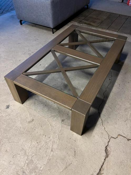 Gratis salontafel Dublin hout en glas inleg, Huis en Inrichting, Tafels | Salontafels, Zo goed als nieuw, Minder dan 50 cm, 50 tot 100 cm