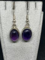 Zilveren oorbellen met echte amethist, Bijoux, Sacs & Beauté, Boucles d'oreilles, Enlèvement ou Envoi, Avec pierre précieuse, Violet