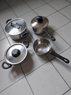 2 kookpotten en 2 steelpannen, Enlèvement ou Envoi, Utilisé, Ensemble de casseroles
