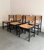 6 stoelen van hout en stro, Huis en Inrichting, Ophalen, Zo goed als nieuw, Hout
