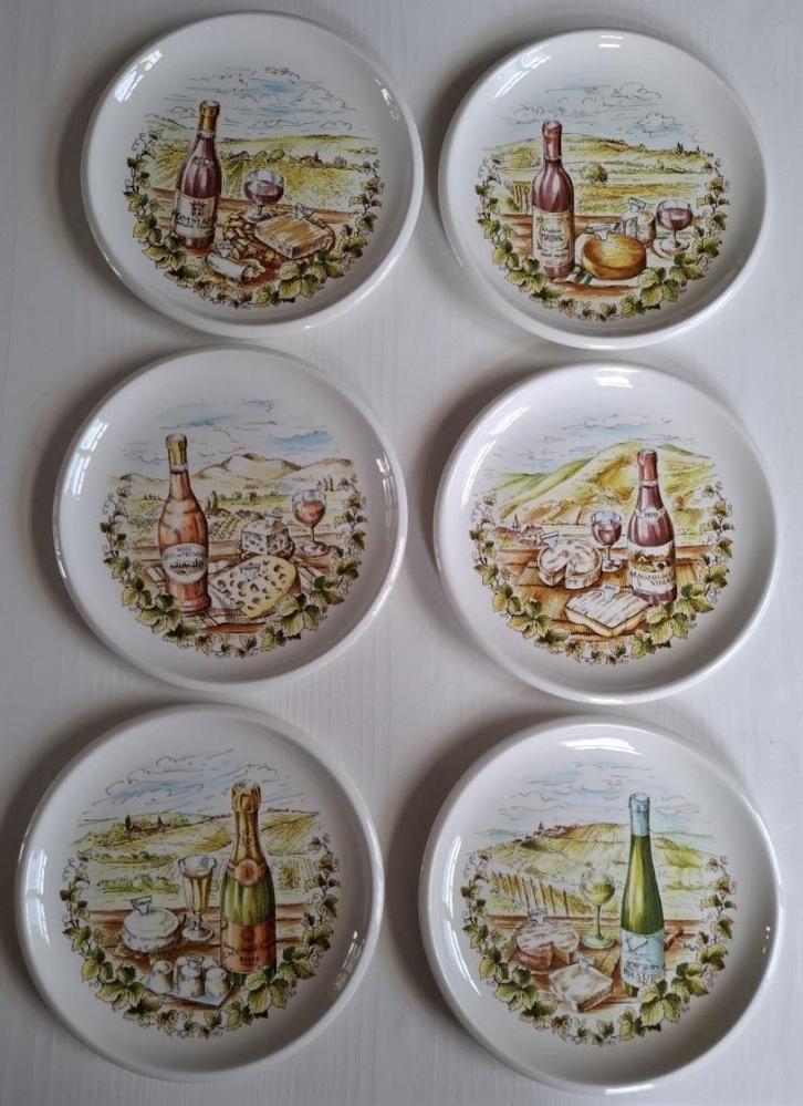6 Vintage Franse kaasbordjes, Huis en Inrichting, Keuken | Servies, Gebruikt, Bord(en), Overige stijlen, Keramiek, Ophalen of Verzenden