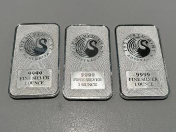 3 zilveren 1oz baartjes Perth Swan, Enlèvement ou Envoi, Série, Argent