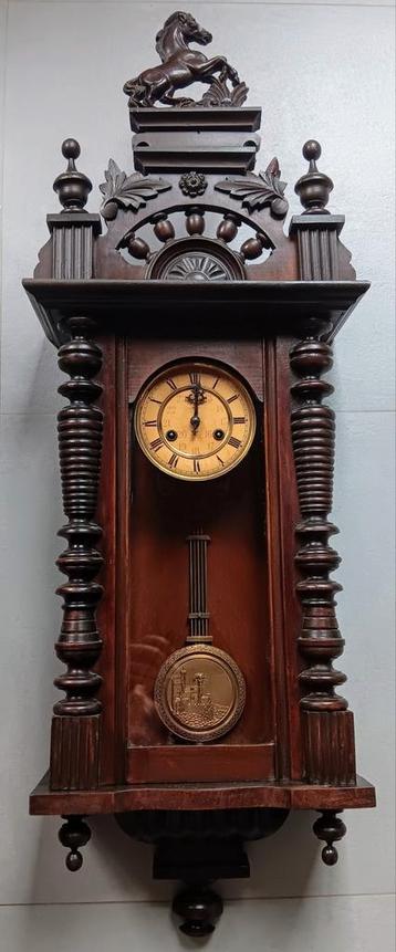 Antieke paardjesklok Junghans werkend, Antiek en Kunst, Ophalen of Verzenden