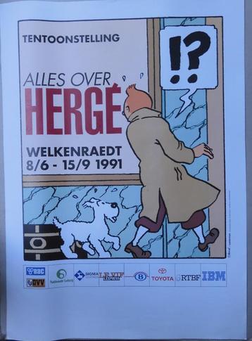 Affiche - Kuifje - Alles over Hergé - tentoonstelling -1991 beschikbaar voor biedingen