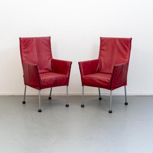 6 Prachtige Montis Chaplin stoelen, ferrari rood Highland, Huis en Inrichting, Zetels | Voetbanken en poefs