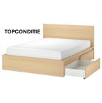 Topconditie Ikea Malm tweepersoonsbed frame + 4 laden + latt, Huis en Inrichting, Ophalen, Beige, Tweepersoons, Zo goed als nieuw