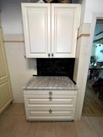 Meuble de cuisine - Casserolier 3 tiroirs et meuble haut, Ophalen, 100 tot 150 cm, Zo goed als nieuw, 50 tot 75 cm