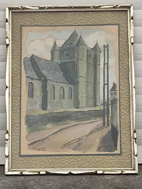 Aquarelle st vaast signe max legout, Antiek en Kunst, Kunst | Schilderijen | Klassiek, Ophalen of Verzenden