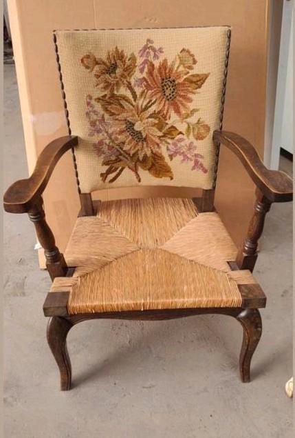 Antieke vintage armstoel stoel in hout en riet fauteuil, Antiek en Kunst, Antiek | Meubels | Stoelen en Sofa's, Ophalen of Verzenden