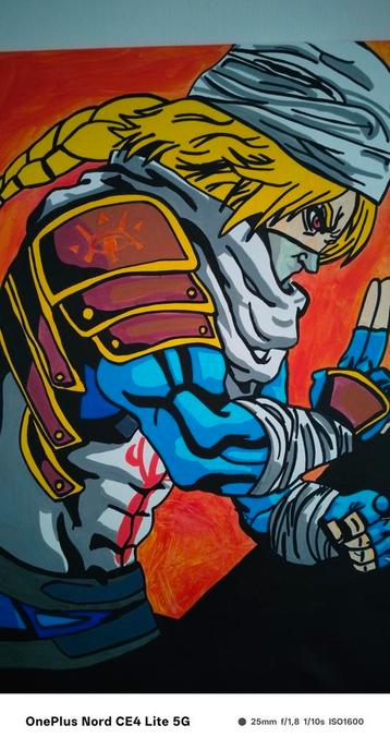 Toile peinte en acrylique ( Sheik personnage Zelda ) 80x60 beschikbaar voor biedingen