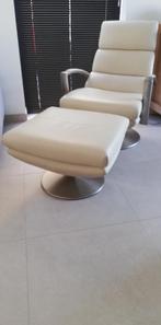 Draaifauteuil - Zetel met bijhorende draai Poef, Ophalen, Zo goed als nieuw, 50 tot 75 cm, Leer