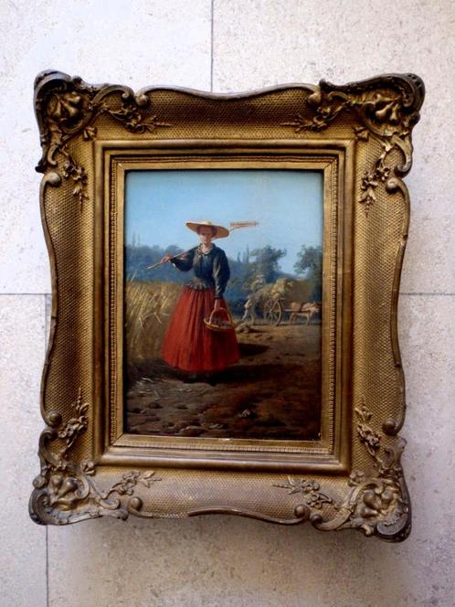 belle « fille de ferme » 1856 - Karl Leopold Dumonceau (1825, Antiquités & Art, Art | Peinture | Classique, Enlèvement ou Envoi