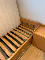 Eénpersoonsbed + nachttafel + matras, Huis en Inrichting, Slaapkamer | Complete slaapkamers, Ophalen, Gebruikt, Eenpersoons, Licht houten uitvoering : zie foto's