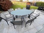 Luna ovale tafel inclusief 8 stoelen, Ophalen, Gebruikt, Ovaal, Aluminium