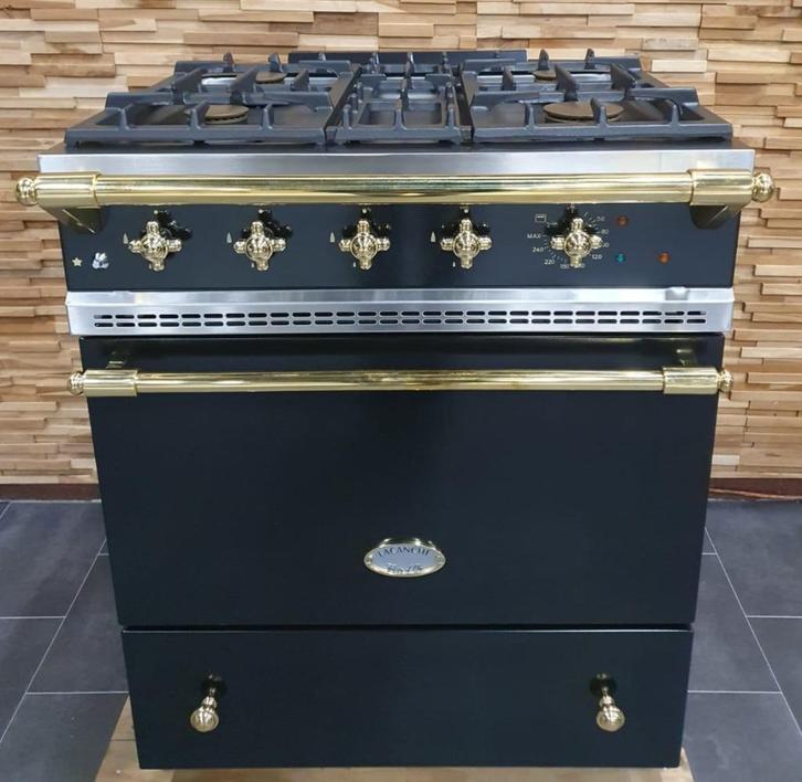 🔥Luxe Lacanche Fornuis 70cm zwart en messing 4 pits 1 oven, Elektronische apparatuur, Fornuizen, Zo goed als nieuw, Vrijstaand
