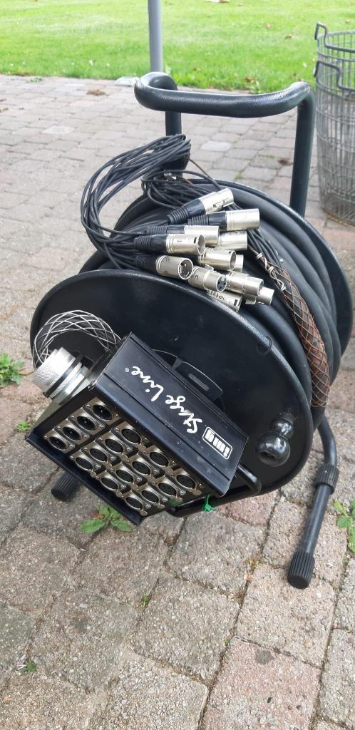 Multikabel XLR Stage Snake 12-in & 4-out op haspel 30M, Muziek en Instrumenten, Kabels en Stekkers, Gebruikt, Microfoon, Ophalen