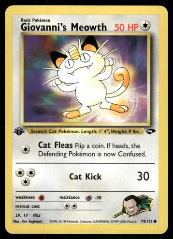 Giovanni's Meowth 74/132 - Gym Challenge (1st edition) beschikbaar voor biedingen
