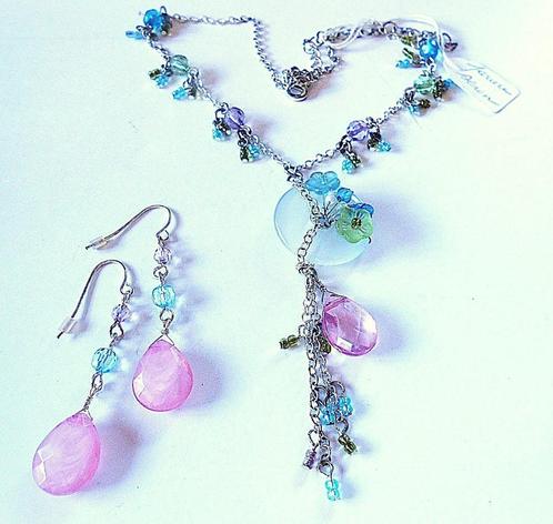 AVON: de Seren-set (: halsketting + oorbellen), Handtassen en Accessoires, Kettingen, Nieuw, Zilver, Groen, Ophalen of Verzenden
