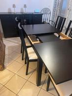 Salle a manger IKEA noire complète avec buffet 6 chaises., Ophalen, Gebruikt