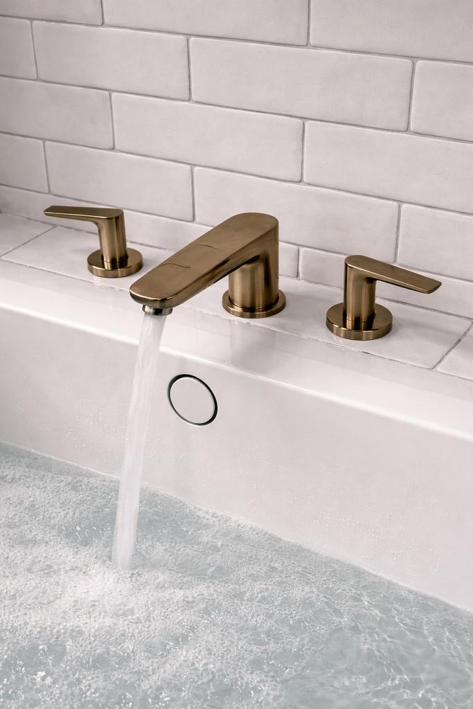 Hansgrohe badrandkraan brushed bronze met inbouwdeel, Ophalen, Gebruikt, Kraan