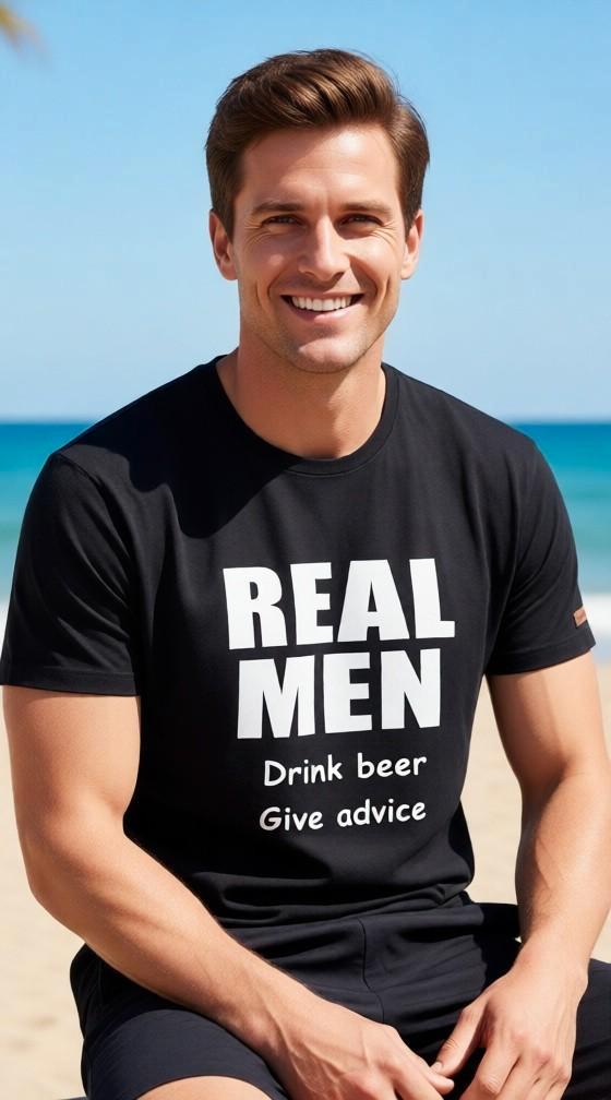 Herenshirt REAL MEN Drink beer give advice, Vêtements | Hommes, T-shirts, Neuf, Noir, Enlèvement ou Envoi