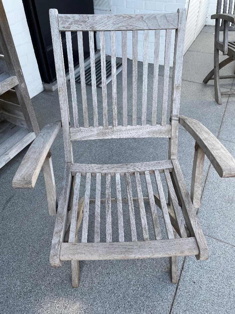 Chaises de jardin en teck, 7 pièces, Enlèvement, Comme neuf, Bois de teck, Pliant