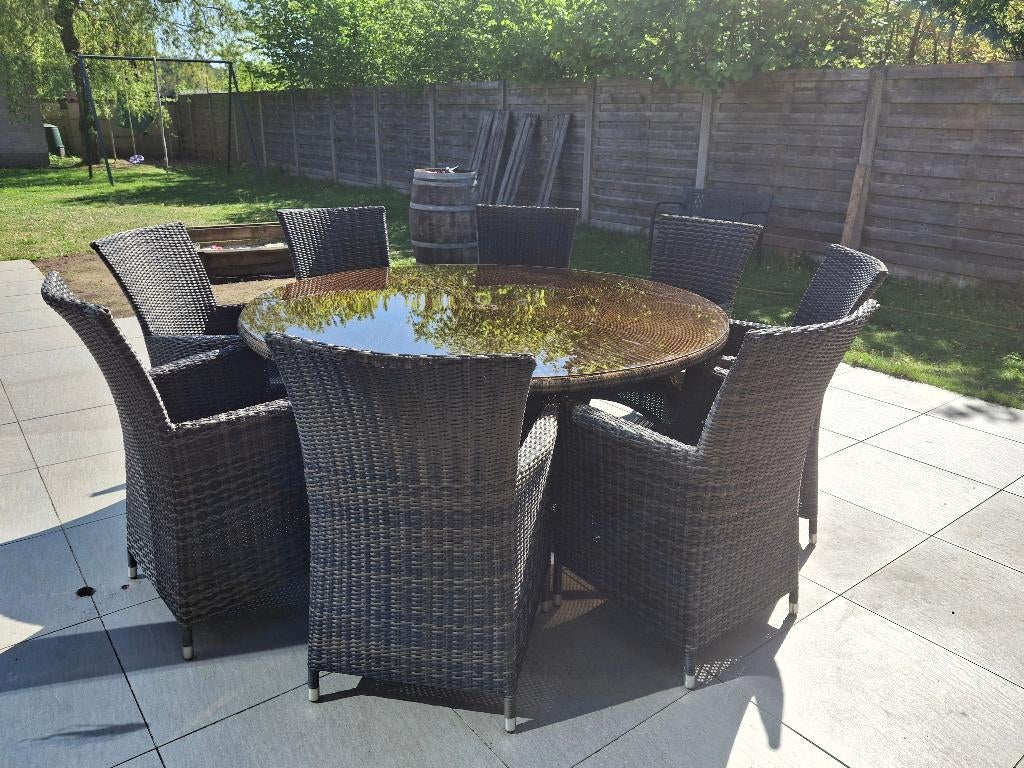 Rotan tuinset met kussens, Jardin & Terrasse, Ensembles de jardin, Enlèvement, Rotin, Chaise, Salons de jardin