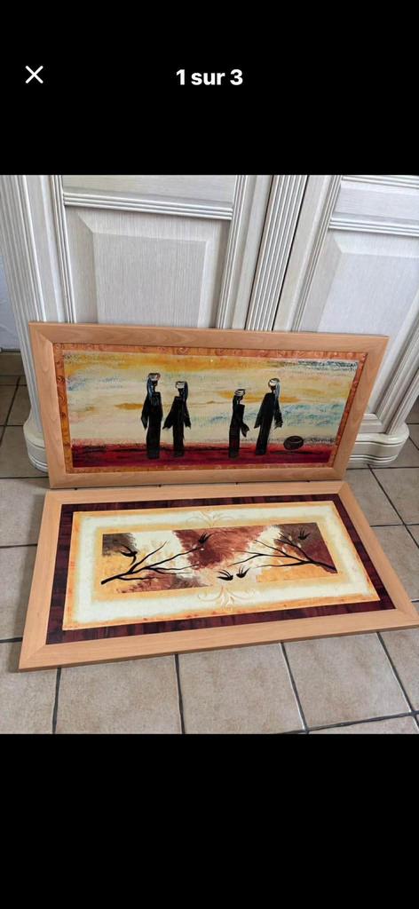 Lot de 2 tableaux décoratifs – style moderne, Maison & Meubles, Enlèvement ou Envoi, Comme neuf