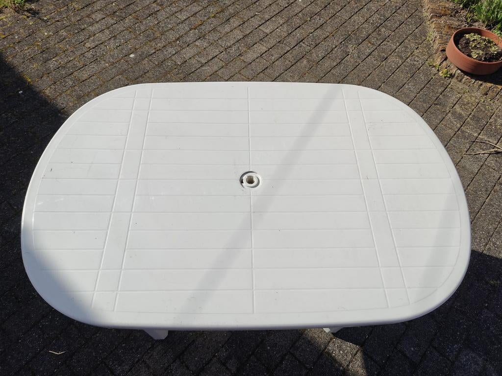 Tuintafel - wit, Tuin en Terras, Ophalen, Ovaal, Kunststof