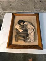 Litho Meisje aan een stoel" Leon Devos, Enlèvement