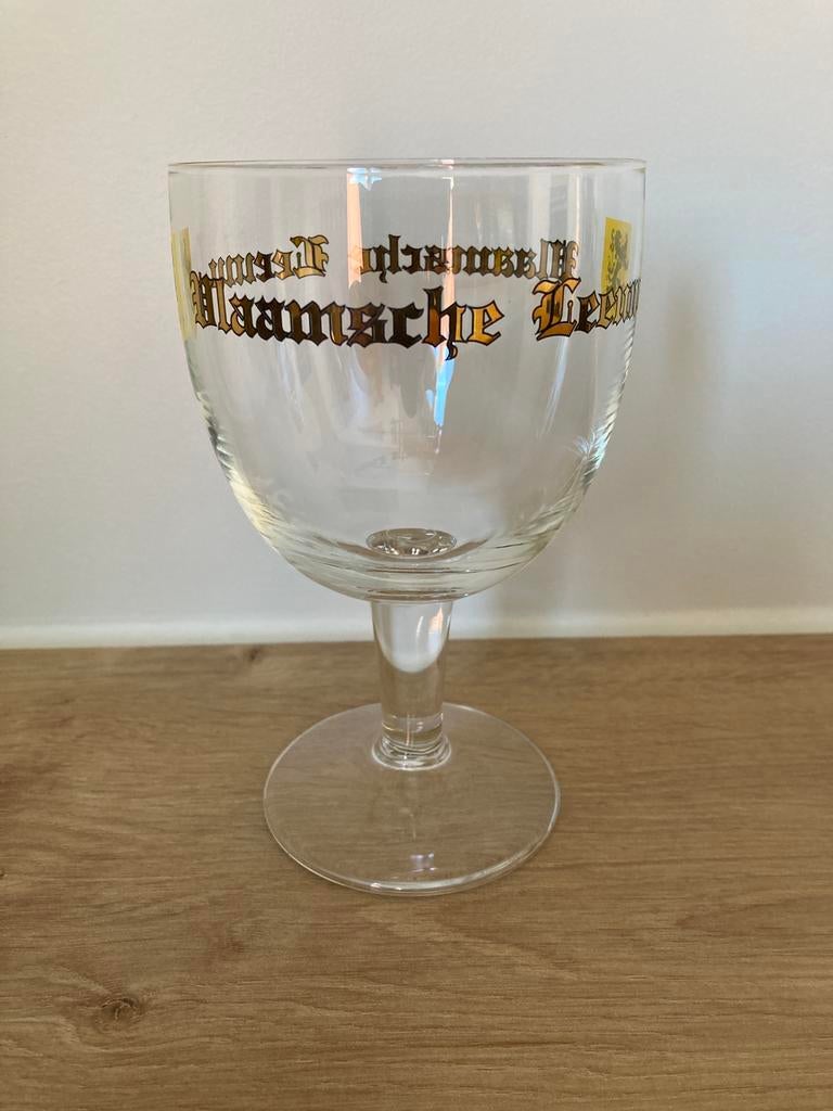 Oud bierglas vlaamse leeuw, Ophalen of Verzenden, Zo goed als nieuw, Leeuw