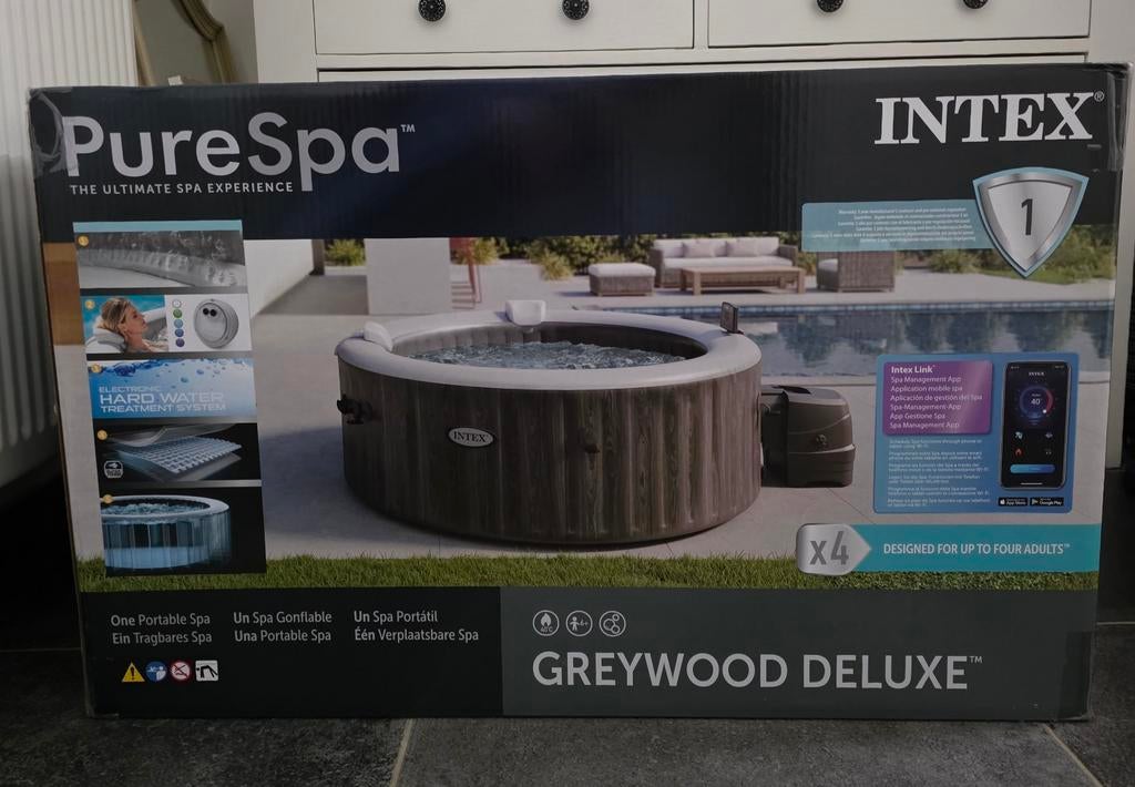 Intex PureSpa Greywood de luxe 4 pièces ! NOUVEAU !, Jardin & Terrasse, Bains à remous et Spas, Neuf, Gonflable, Enlèvement
