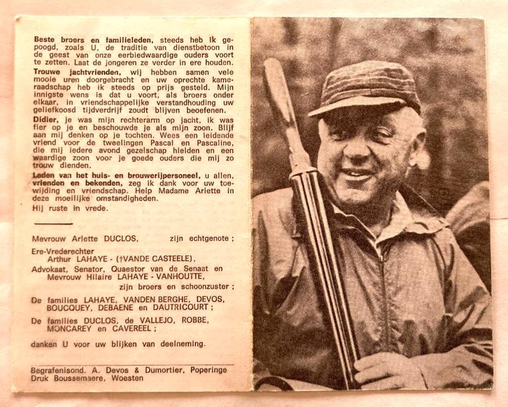 Bidprentje van Sylvain Lahaye Brouwer, Verzamelen, Bidprentjes en Rouwkaarten, Bidprentje, Ophalen of Verzenden