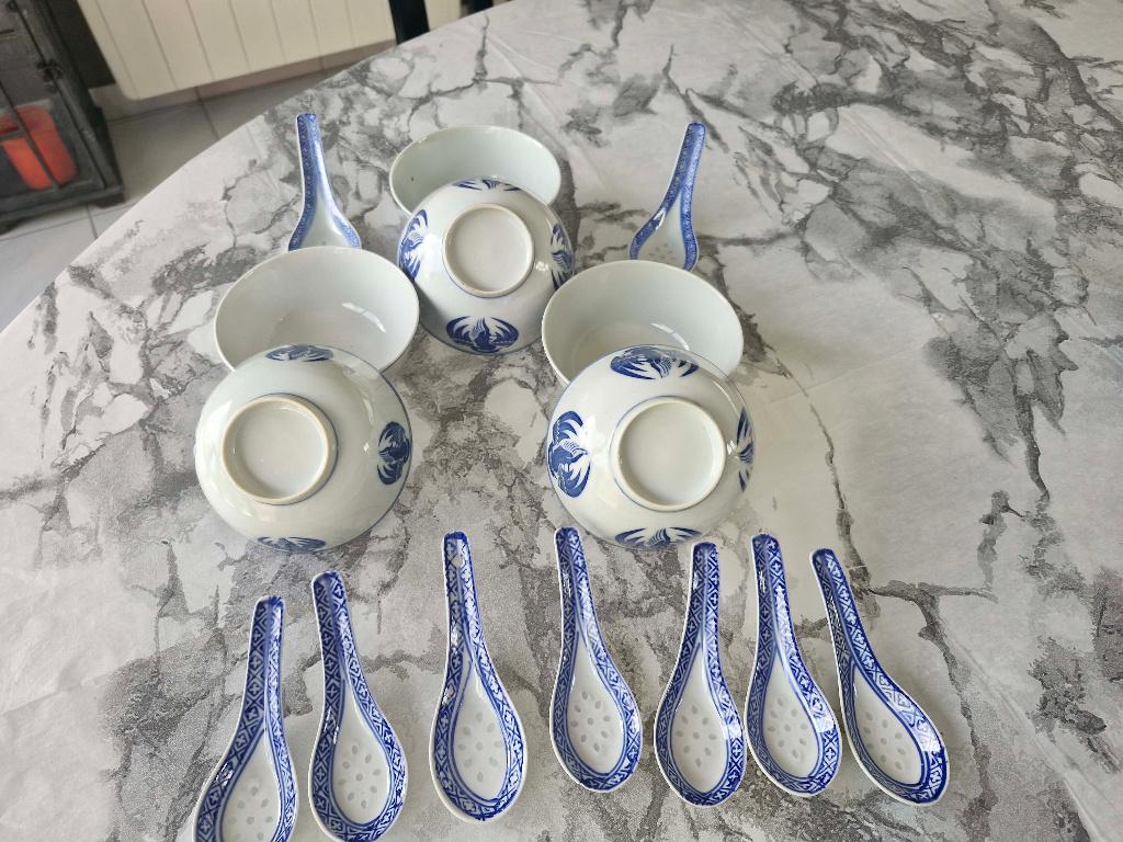 Bols à riz et ses cuillères, Maison & Meubles, Cuisine | Vaisselle, Enlèvement, Comme neuf, Porcelaine