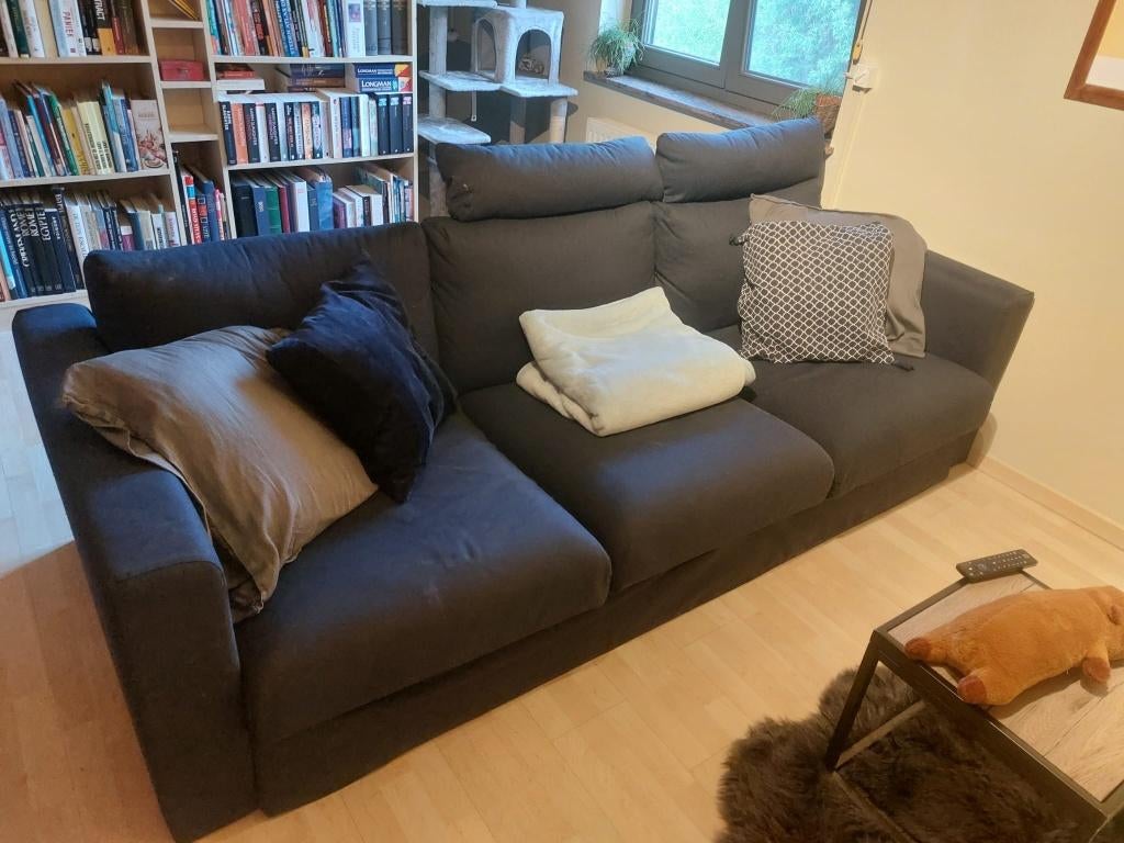 Blauwe 3 zit zetel, Ophalen, Driepersoons, 75 tot 100 cm, Zo goed als nieuw