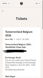 Tomorrowland ticket te koop WE1 17/7, Tickets en Kaartjes, Evenementen en Festivals, Eén persoon