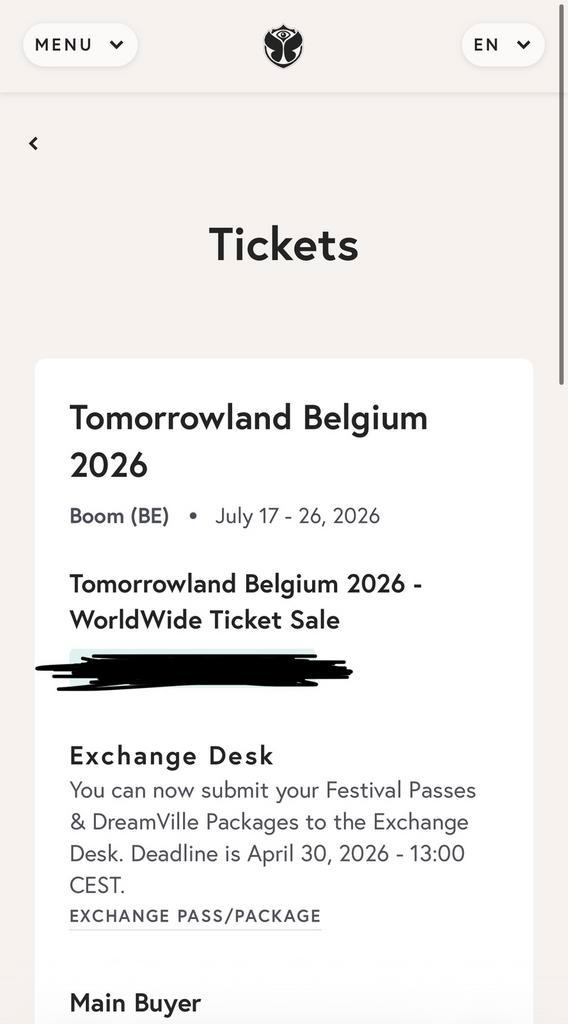 Tomorrowland ticket te koop WE1 17/7, Tickets & Billets, Événements & Festivals, Une personne