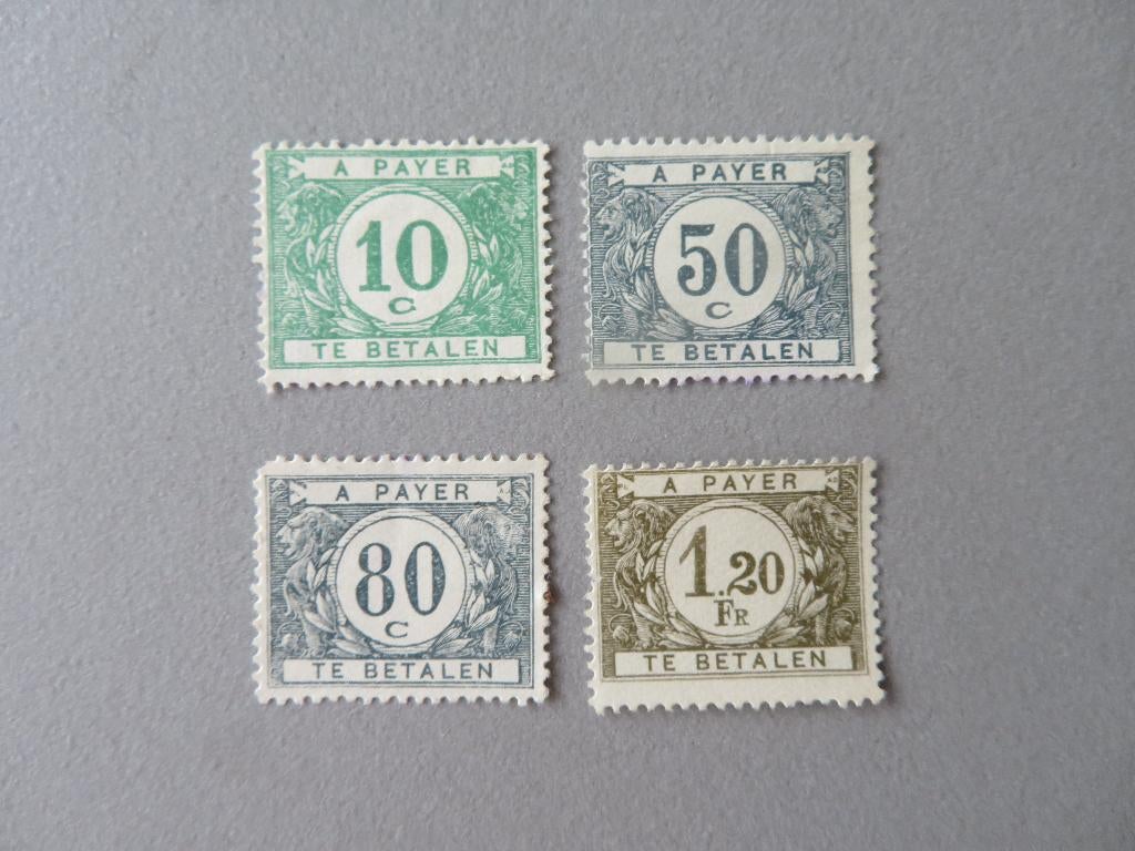 4x postfris oude Tax strafportzegels, Enlèvement ou Envoi, Non oblitéré, Neuf