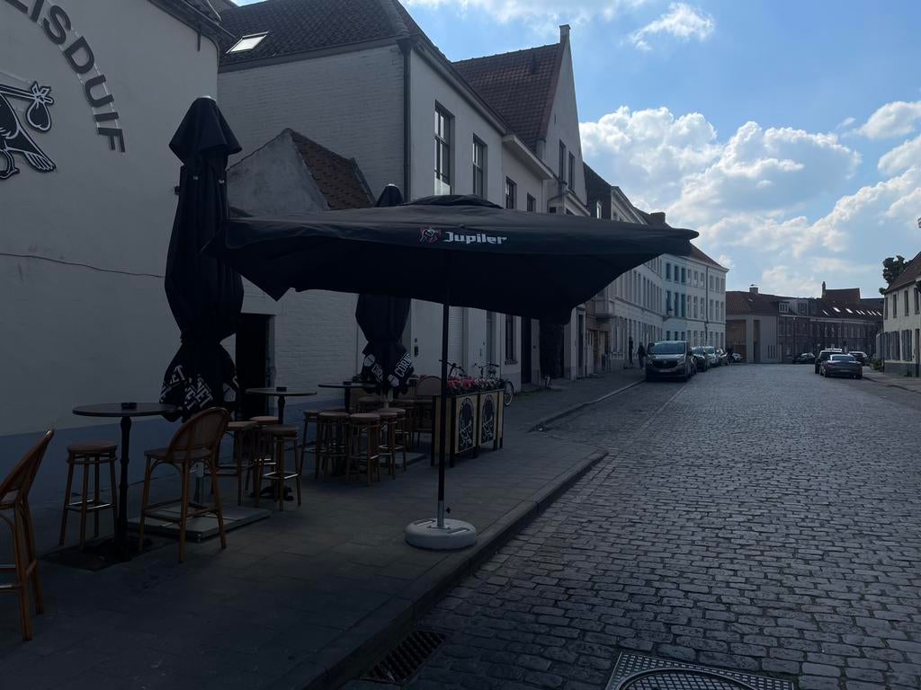 Parasol + voet, Tuin en Terras, Parasols, Ophalen