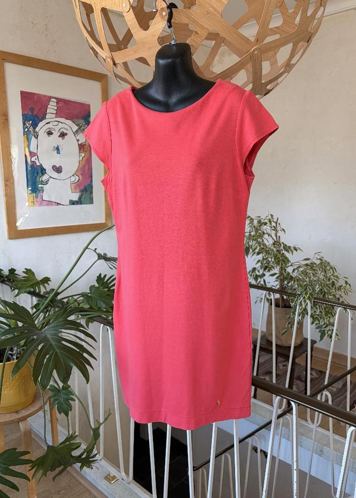 Hampton Bays koraalrood midi jurkje, mt 42 (L/XL), Kleding | Dames, Jurken, Gedragen, Maat 42/44 (L), Overige kleuren, Knielengte