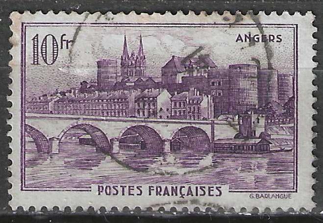 France 1941 - Yvert 500 - Vue d'Angers - 10 pieds carré (ST), Envoi, Affranchi
