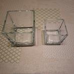 2 glazen potjes voor plantjes, Ophalen, Nieuw, Vierkant, Glas
