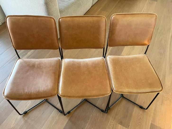 Chaises de salle à manger (7 disponibles), Maison & Meubles, Chaises, Utilisé, Cinq, Six Chaises ou plus, Cuir, Métal, Brun, Enlèvement